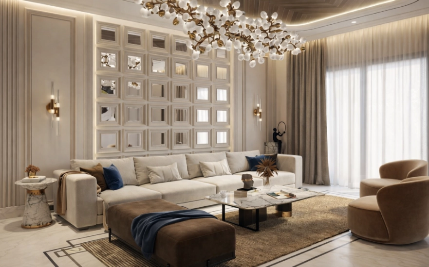 Luxury living room interior design ideas in Tamil Nadu by D2B Interiors – Living Room 4