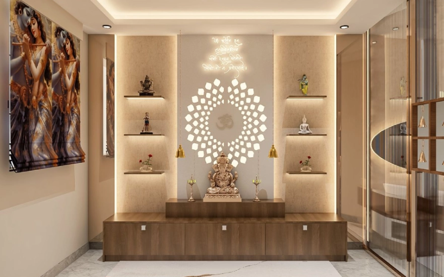 Pooja room interior design in Tamil Nadu by D2B Interiors – Pooja Unit 2