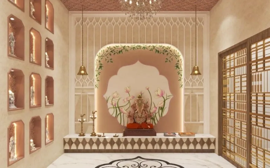 Pooja room interior design in Tamil Nadu by D2B Interiors – Pooja Unit 3