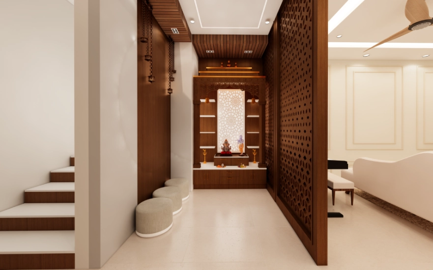 Pooja room interior design in Tamil Nadu by D2B Interiors – Pooja Unit 5